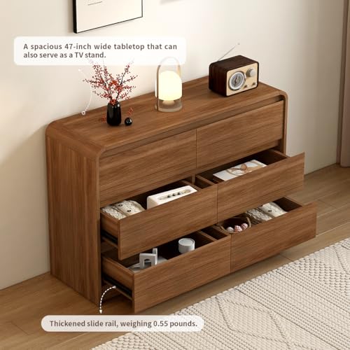 Modern 6 Drawer Dresser, 47-Inch Wood Chest of Drawers for Bedroom, view 4