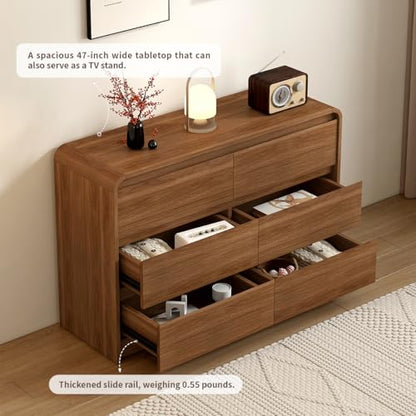 Modern 6 Drawer Dresser, 47-Inch Wood Chest of Drawers for Bedroom, view 4