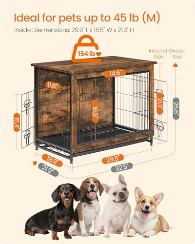 32.5" Dog Crate Furniture, Indoor Dog Kennel Side End Table, view 4