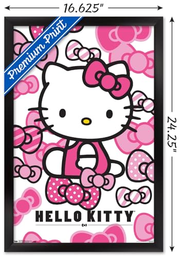 Hello Kitty - Bows Wall Poster, 14.725" x 22.375", Black Framed Version