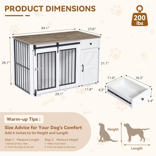 44" Dog Crate Furniture, Dog Kennel (44" Right Facing Door), view 3