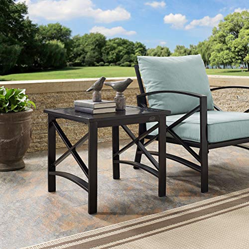 Kaplan Weather Resistant Metal Outdoor Side Table for Patio, Deck, Porch, Oiled Bronze