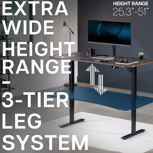 VIVO Electric 63 x 32 in Standing Desk, Touch Screen Adjustment, 220 lb Frame Support, 2E Series, Dark Walnut Top Black Frame, DESK-KIT-2EBD