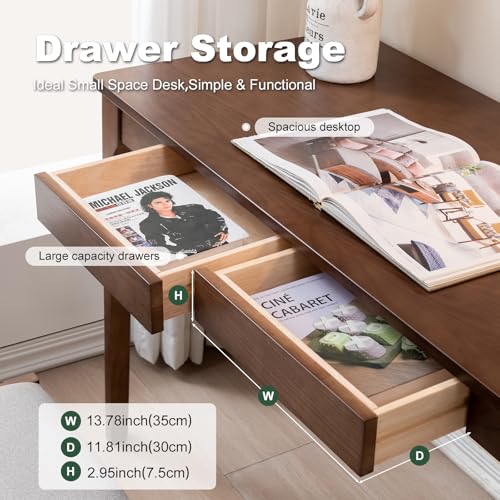 Solid Wood Desk with Drawers, Home Office Desk for Small Spaces, view 7