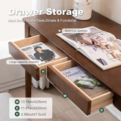 Solid Wood Desk with Drawers, Home Office Desk for Small Spaces, view 7