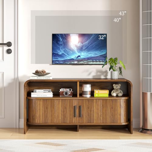 Small TV Stand for Bedroom, Low Fluted TV Console for 40 43 Inch, view 6