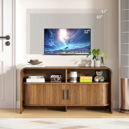 Small TV Stand for Bedroom, Low Fluted TV Console for 40 43 Inch, view 6