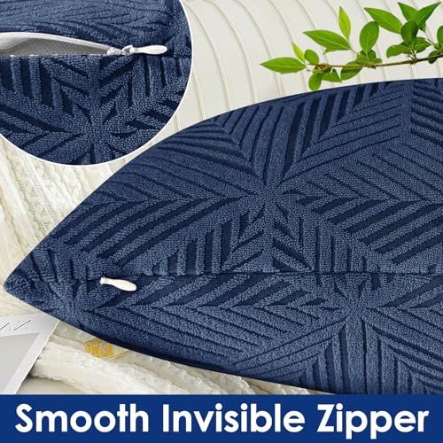 Pack of 2 Throw Pillow Covers 18 x 18 Inch High Stretch Jacquard Pillowcase for Couch Sofa Living Room Home Decor, Navy