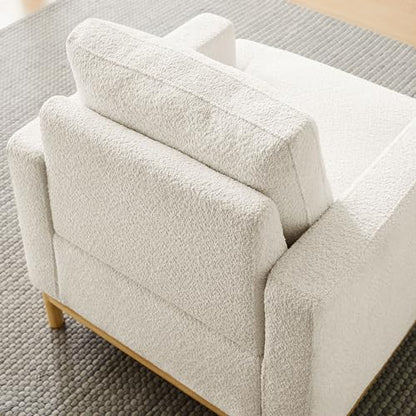 Oversized Accent Chair, Mid Century Modern Upholstered Armchair for Living Room, Comfy Chair for Bedroom Reading Chair, Single Sofa for Small Space with Rubberwood Base