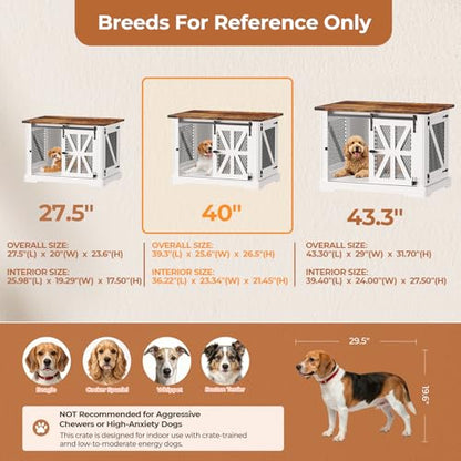40" Dog Crate Furniture with Sliding Doors for Medium Dogs Up to 45 lbs, view 6