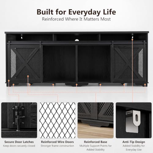 94.5'' XXXL Double Dog Crate Furniture, Wooden Dog Furniture Crate, Black, view 5