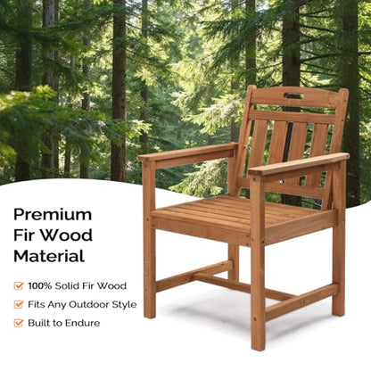 Outdoor Dining Chairs, Solid Wood Patio Chairs Outdoor Chair for Garden, Balcony, Yard, Porch (Brown, 1 PCS)