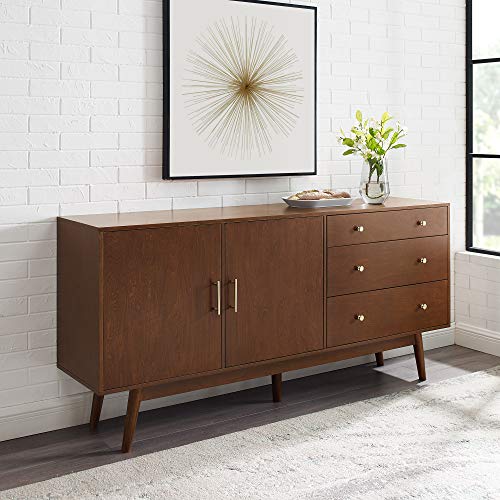 Mid-Century Modern Wood Kitchen Buffet Sideboard Entryway Serving Storage Cabinet Doors Dining Room Console, 70 Inch, Walnut