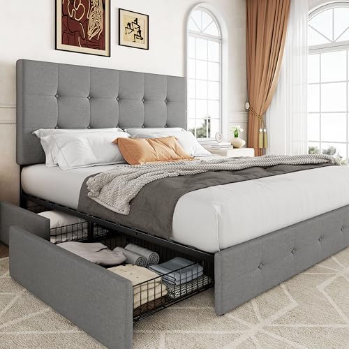 Storage Bed Frame with 4 Underbed Drawers, view 2