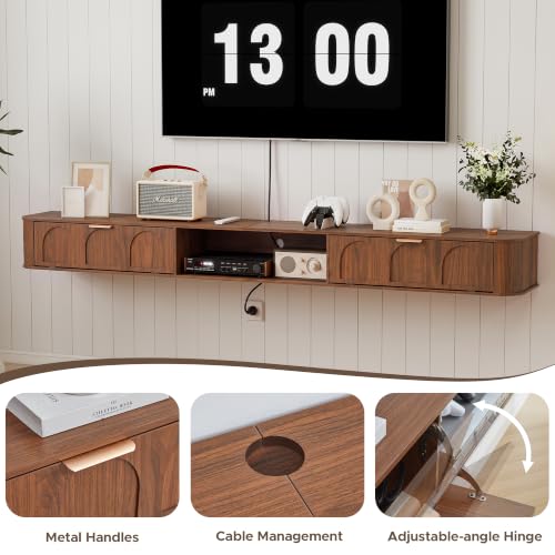 94.48'' Wall Mounted Floating TV Stand for 80-95 Inch TV - Walnut, view 5