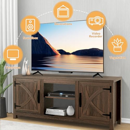 TV Stand for 65 Inch TVs, Farmhouse Entertainment Center with Storage, view 7