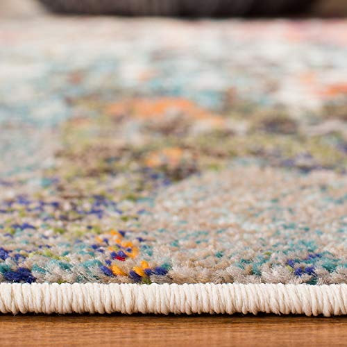 SAFAVIEH Madison Collection Runner Rug - 2'2" x 6', Grey & Blue, Modern Abstract Design, Non-Shedding & Easy Care, Ideal for High Traffic Areas in Living Room, Bedroom (MAD471F)