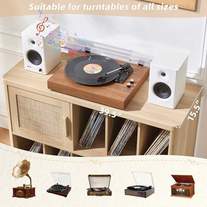 Large Record Player Stand with Vinyl Storage Up to 450 Albums, view 7