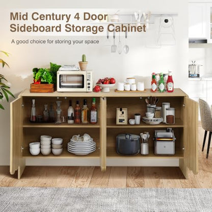 Sideboard Buffet Cabinet, Accent Storage Cabinets with 4 Doors, view 6