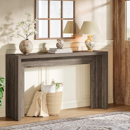 Tribesigns Farmhouse Console Table, 55-Inch Wooden Sofa Table with Storage for Entryway, Foyer, Hallway, Living Room, Easy Assembly (Gray)
