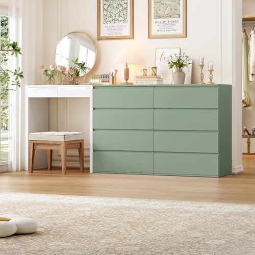 4 Drawer Dresser, Green Dresser Modern Storage Chest of Drawers 23.6L x 15.7W x 31.5H in, Storage Cabinet with 4 Drawers for Home Office, Green