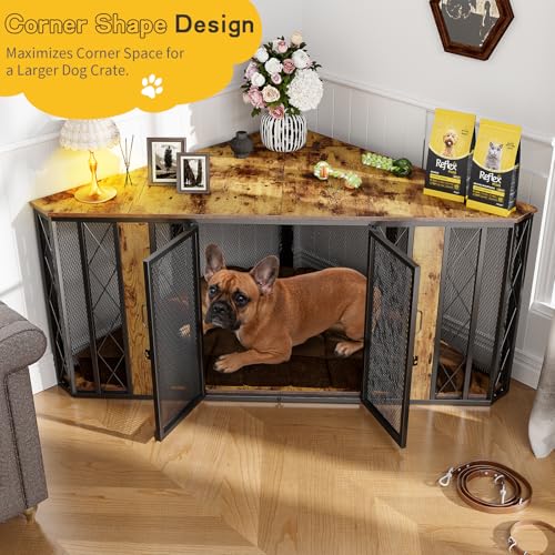Spacesea Extra Large Corner Dog Crate Furniture, Heavy Duty Indoor Dog Kennel, view 6