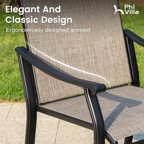 Outdoor Dining Chairs Set of 4, Breathable Textilene Fabric and Metal Frame with Backrest and Armrest,Quick-Dry and Rustproof,Patio Chairs for Lawn,Garden