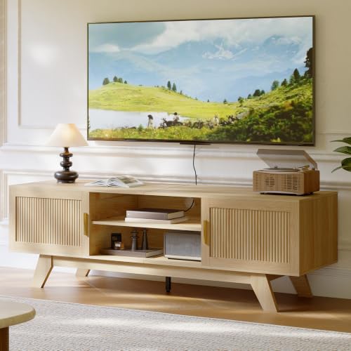 59.5" Fluted TV Stands for 65 Inch TV, Mid Century Modern, view 2