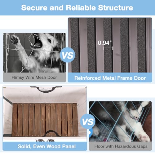 Large Dog Crate Furniture with Bowl for Travel Foldable Dog Crate, view 5