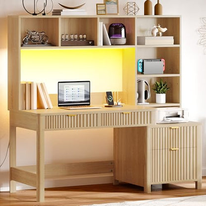 Computer Desk with Hutch and Drawers, view 5