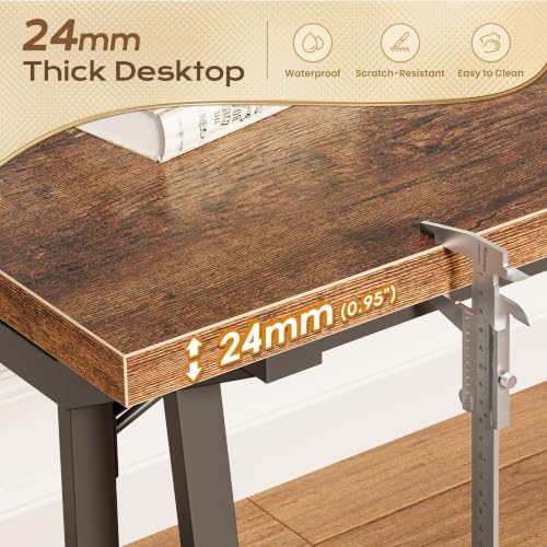 71'' Large Office Desk with Power Outlets, 25mm Thicker Desktop, view 6