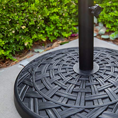 Marcus Classic Polyresin Round Umbrella Stand with Metal Cross Weave Design, 18 Inch, Black