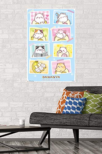 Bananya - Grid Wall Poster, 22.375" x 34", Poster & Mount Bundle