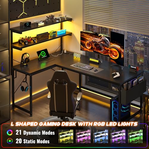 53" L Shaped Gaming Desk with No Side Bar Shelf for Small Space, view 5