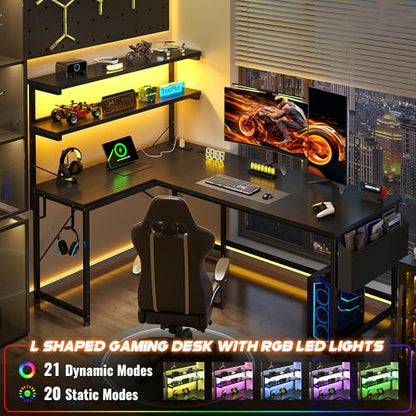 53" L Shaped Gaming Desk with No Side Bar Shelf for Small Space, view 5