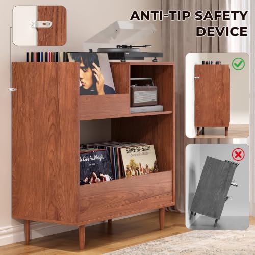 Mid Century Modern Record Player Stand，2-Tier Vinyl Record Storage, view 7