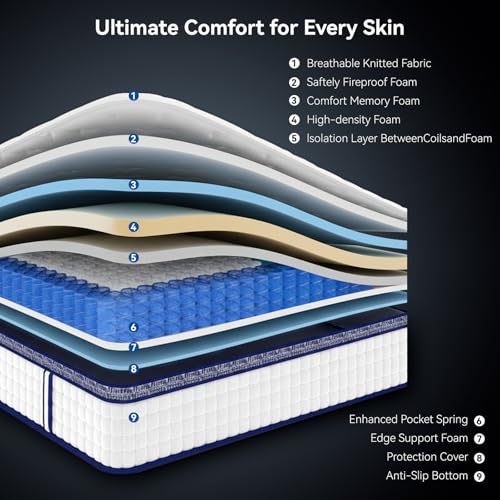 Full Mattress 10 inch, Luxury Cooling Hybrid Full Size Mattress in a Box, view 4