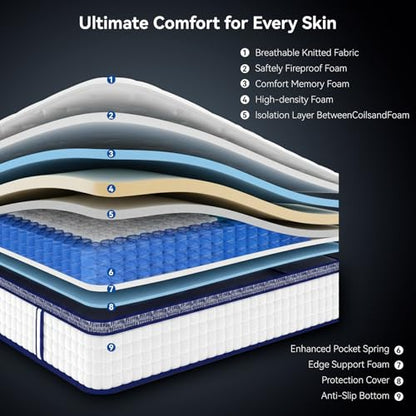 Full Mattress 10 inch, Luxury Cooling Hybrid Full Size Mattress in a Box, view 4