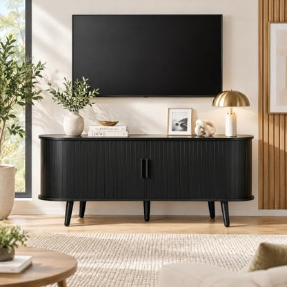 Mid Century Modern 47.2" TV Stand for ups to 55 Inch Tv, Black, view 2