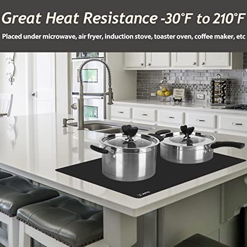 Extra Large Silicone Mat 36" x 24" Place Mats, Heat Resistant Mat for Kitchen Countertop Protector, Thick Placemats Washable Silicone Mats for Kitchen Counter Mat Dining Table Mat, Black