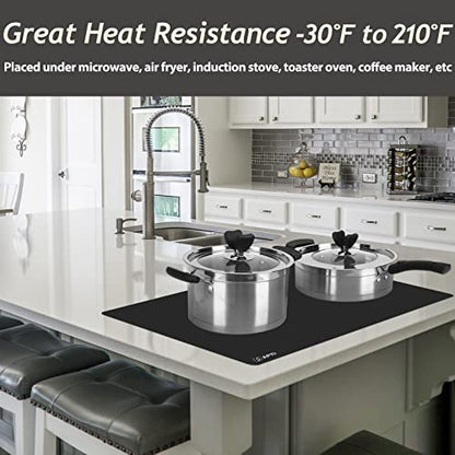 Extra Large Silicone Mat 36" x 24" Place Mats, Heat Resistant Mat for Kitchen Countertop Protector, Thick Placemats Washable Silicone Mats for Kitchen Counter Mat Dining Table Mat, Black