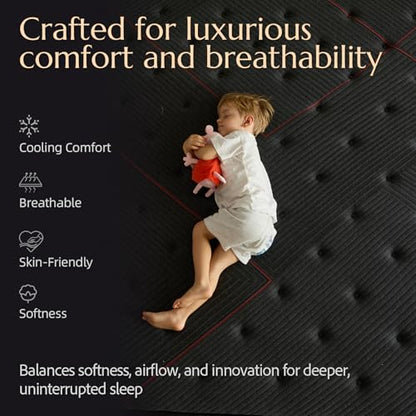 Aura Queen Mattress 10 Inch, Dual Cooling Hybrid Mattress with Cooling Gel Foam, view 5
