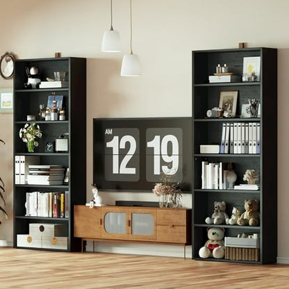 Bookshelves and Bookcases Set of 2 Floor Standing 6 Tiers Display Storage Shelves 70 in Tall Bookcase Home Decor Furniture for Home Office, Living Room, Bed Room