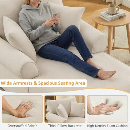 63.78" Oversized Chaise Lounge Chair with Storage, Chenille Beige, view 6