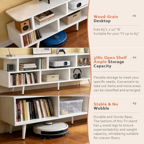 Modern TV Stand for TVs up to 75 Inches, Media Console Table with 3-Tier Storage, view 7