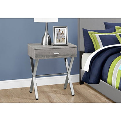 Monarch Specialties Chrome Metal Night Stand Accent Table, 22.00 x 12.00 x 18.00", Glossy White