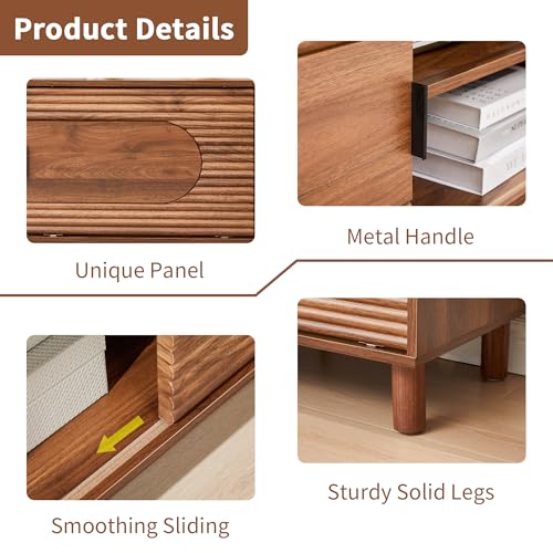 Walnut 63inch Sliding TV Stand for Televisions up to 70 Inches, view 4