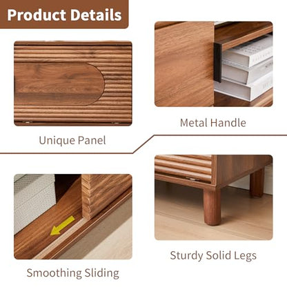 Walnut 63inch Sliding TV Stand for Televisions up to 70 Inches, view 4