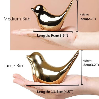 Small Birds Statues Gold Home Decor Modern Style Figurine Decorative Ornaments for Living Room, Bedroom, Office Desktop, Cabinets