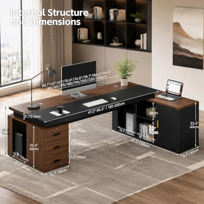 Executive Office Desk, Modern Manager Desk with Floating Desktop Design, view 7